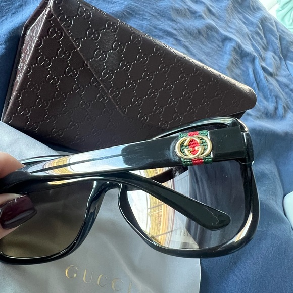 Gucci Black Gradient square Sunglasses monogram wrap sun beach eyewear pool cat - Picture 8 of 9